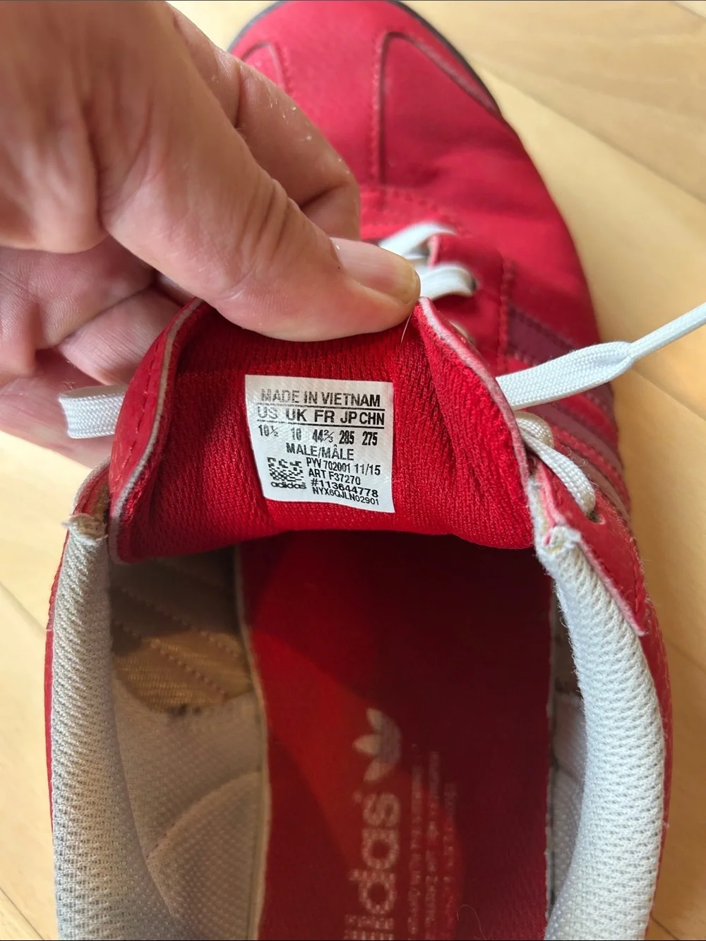 adidas Samoa Red and White Men's  Sneakers size 10.5